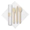 Hoffmaster 7.75in x 7.75in Pre-rolled FashnPoint CaterWrap White Napkins with Earthwise Wood Cutlery, 50PK 120031 - alternate 1